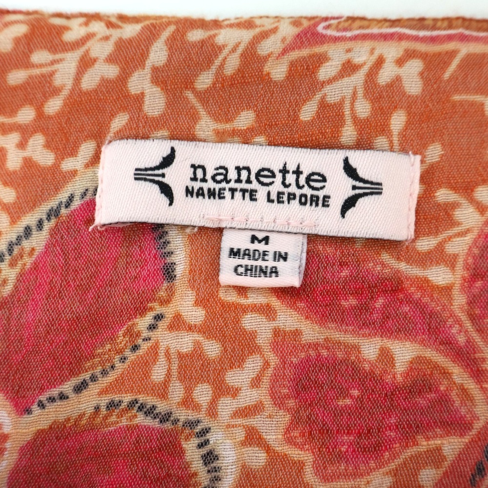 Nanette Lepore Orange Floral Tiered Wide Leg Pants Women's Medium Boho Artsy - Picture 6 of 12